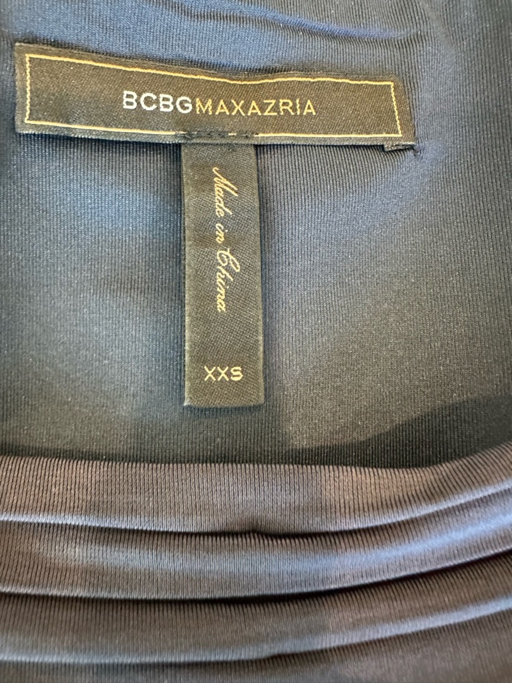 BCBGMaxAzria Navy Ruched Off-Shoulder Bodycon Cocktail Dress - Picture 4 of 4